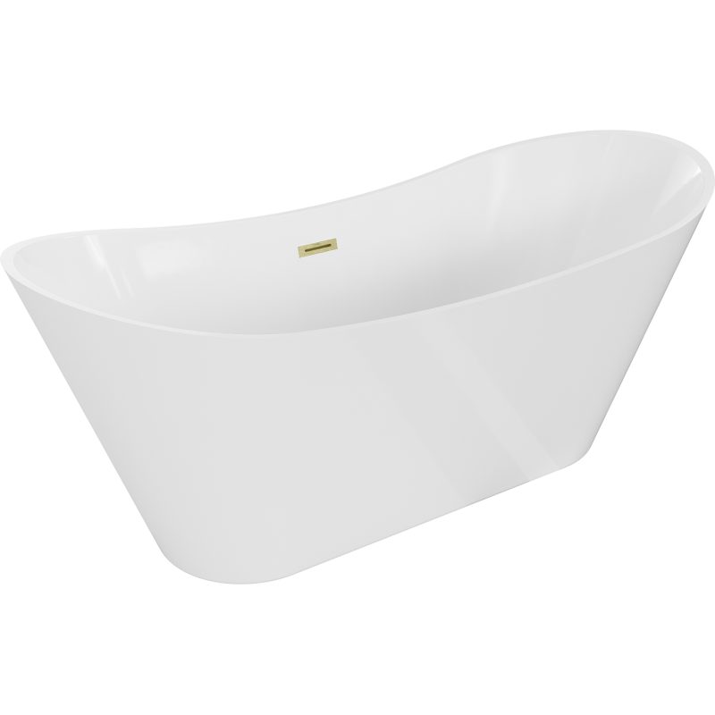 Mexen Celia freestanding bath 170 x 75 cm, white, brushed gold overflow - 52331707500-55