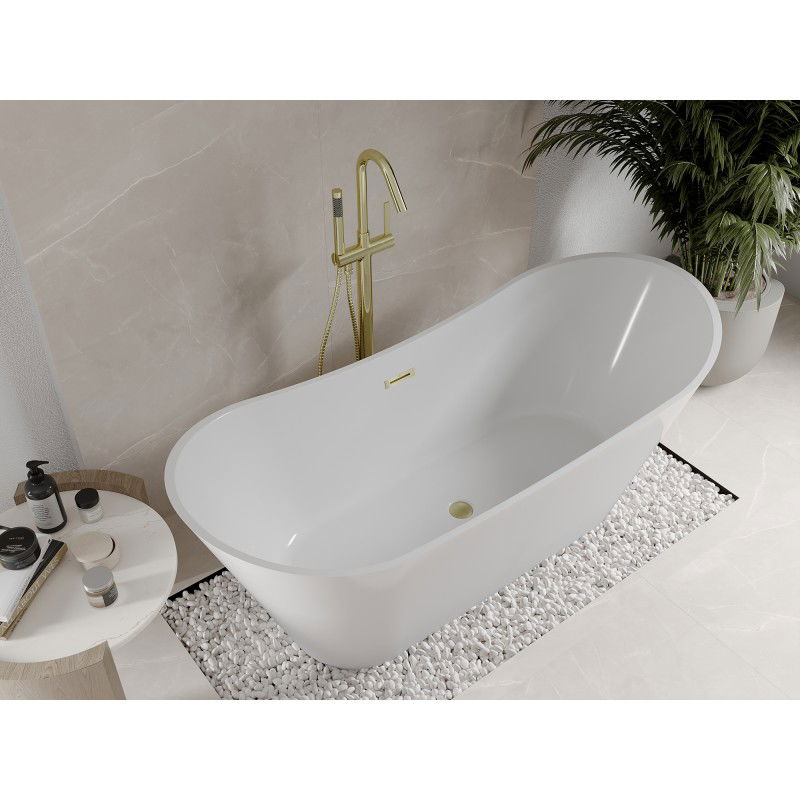 Mexen Celia freestanding bath 170 x 75 cm, white, brushed gold overflow - 52331707500-55