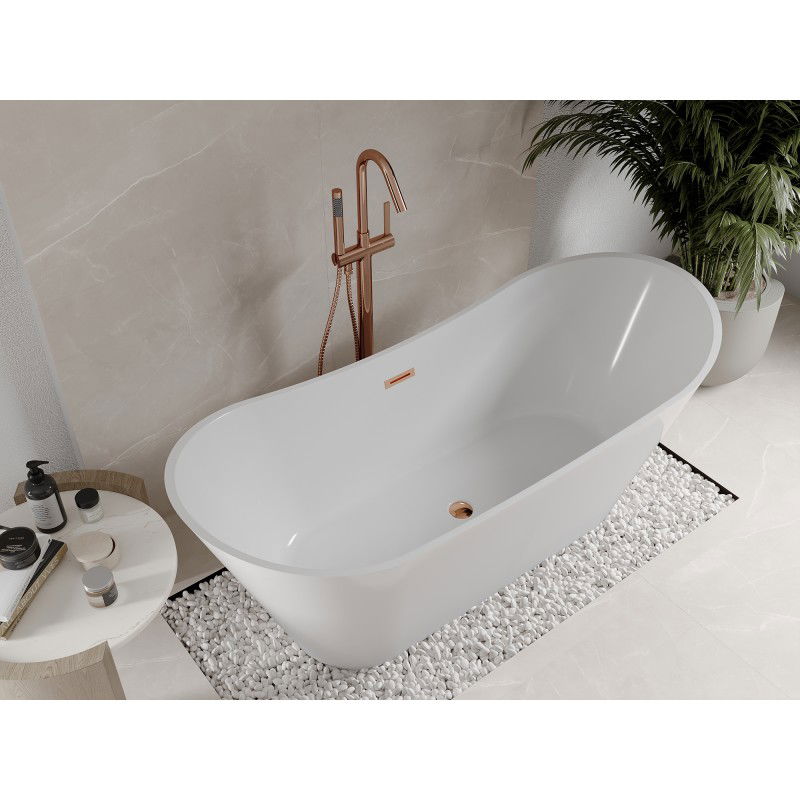 Mexen Celia freestanding bath 170 x 75 cm, white, rose gold overflow - 52331707500-60