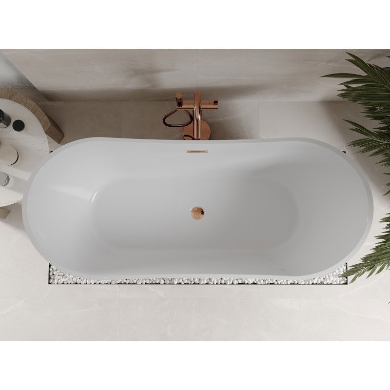 Mexen Celia freestanding bath 170 x 75 cm, white, rose gold overflow - 52331707500-60