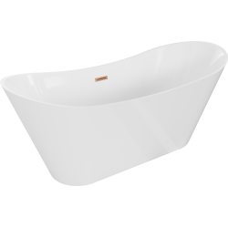 Mexen Celia freestanding bathtub 67 x 29.5 inches, white, brushed copper overflow -