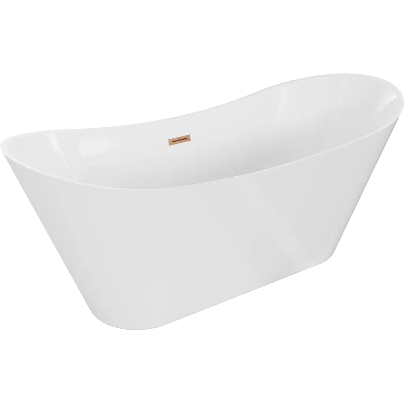 Mexen Celia 170 x 75 cm Freestanding Bath, White, Brushed Copper Overflow - 52331707500-65