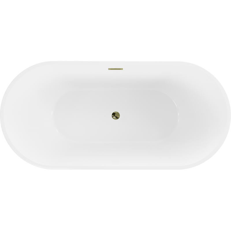 Mexen Luna freestanding bath 170 x 80 cm, white, gold overflow - 52031708000-50
