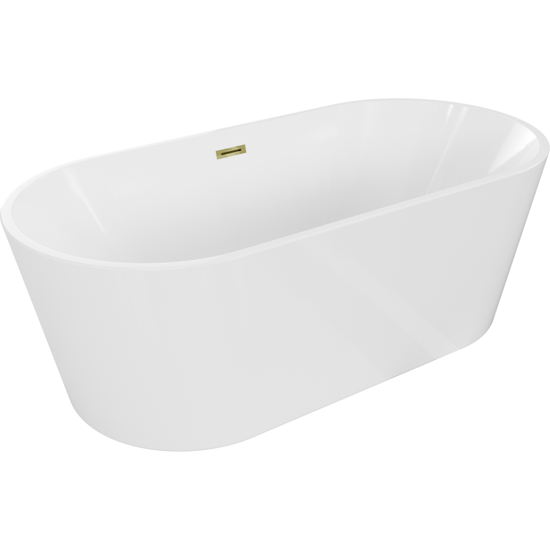 Mexen Luna freestanding bath 180 x 80 cm, white, gold overflow - 52031808000-50
