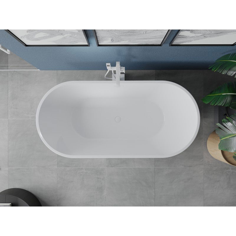 Mexen Luna free-standing bathtub 180 x 80 cm, white, white overflow - 52031808000-20