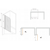 Mexen Vega rectangular bathtub 180 x 80 cm with panels and a 1-wing screen 70 cm, Transparent, Black - 550118080X9007017000