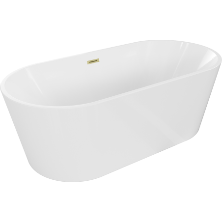 Mexen Luna free-standing bath 180 x 80 cm, white, overflow brushed gold - 52031808000-55