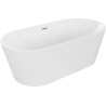 Mexen Luna free-standing bath 180 x 80 cm, white, overflow brushed gold - 52031808000-55