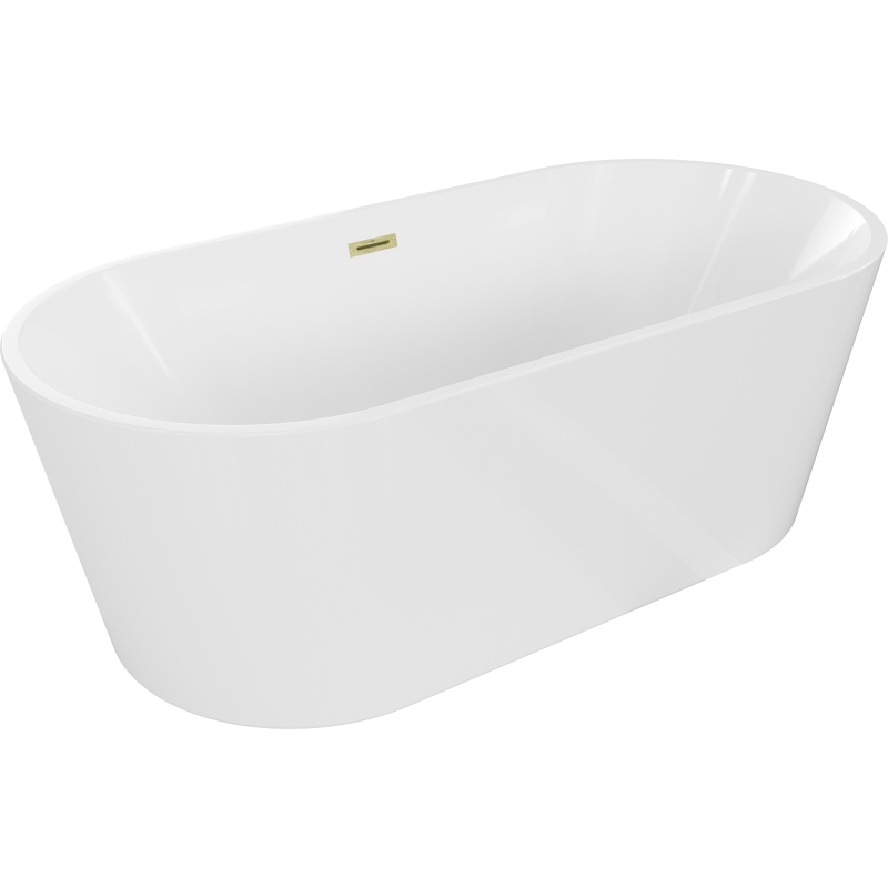 Mexen Luna freestanding bath 170 x 80 cm, white, brushed gold overflow - 52031708000-55