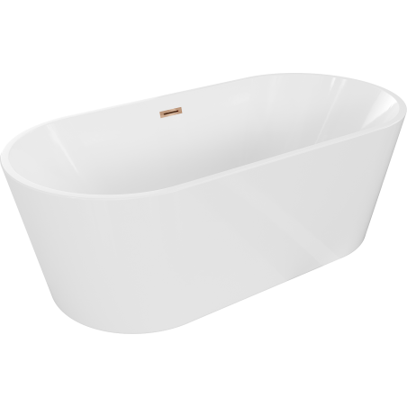 Mexen Luna freestanding bath 180 x 80 cm, white, overflow rose gold - 52031808000-60