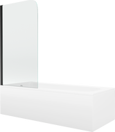 Mexen Vega rectangular bathtub 180 x 80 cm with casing and 1-wing screen 70 cm, transparent, black - 550118080X9007017000