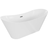 Mexen Celia Freestanding Bathtub 67 x 29.5 inches, White, Brushed Gun Gray Overflow - 52331707500-66