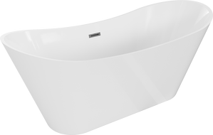 Mexen Celia Freestanding Bathtub 67 x 29.5 inches, White, Brushed Gun Gray Overflow - 52331707500-66