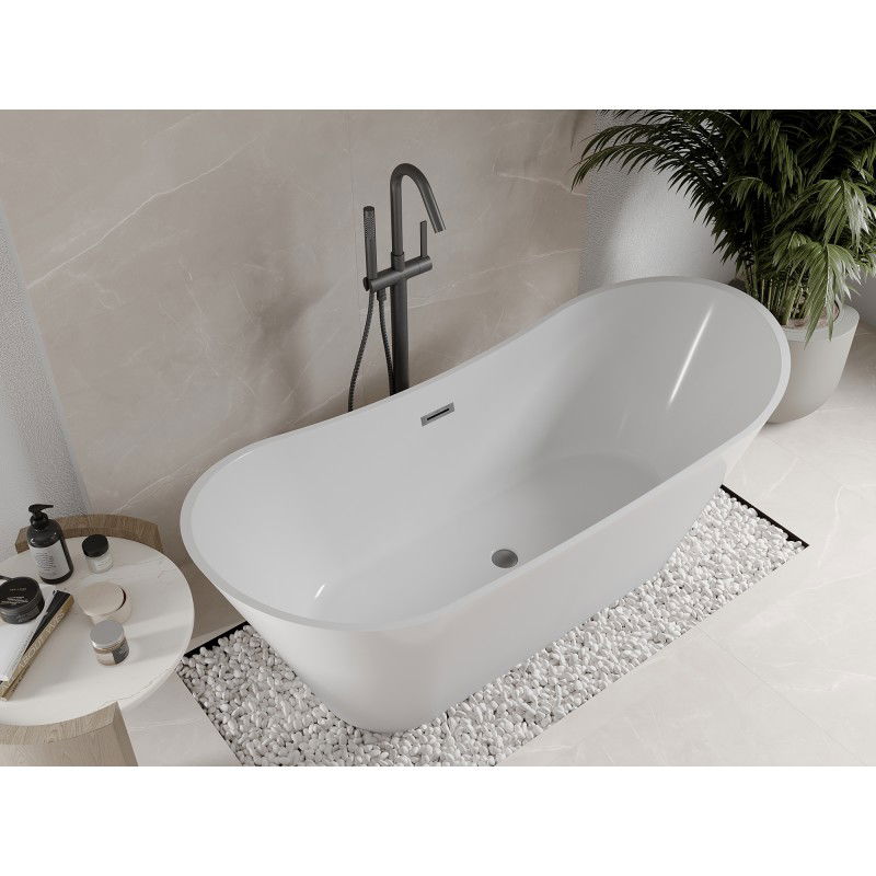 Mexen Celia free-standing bath 170 x 75 cm, white, overflow gun gray brushed - 52331707500-66