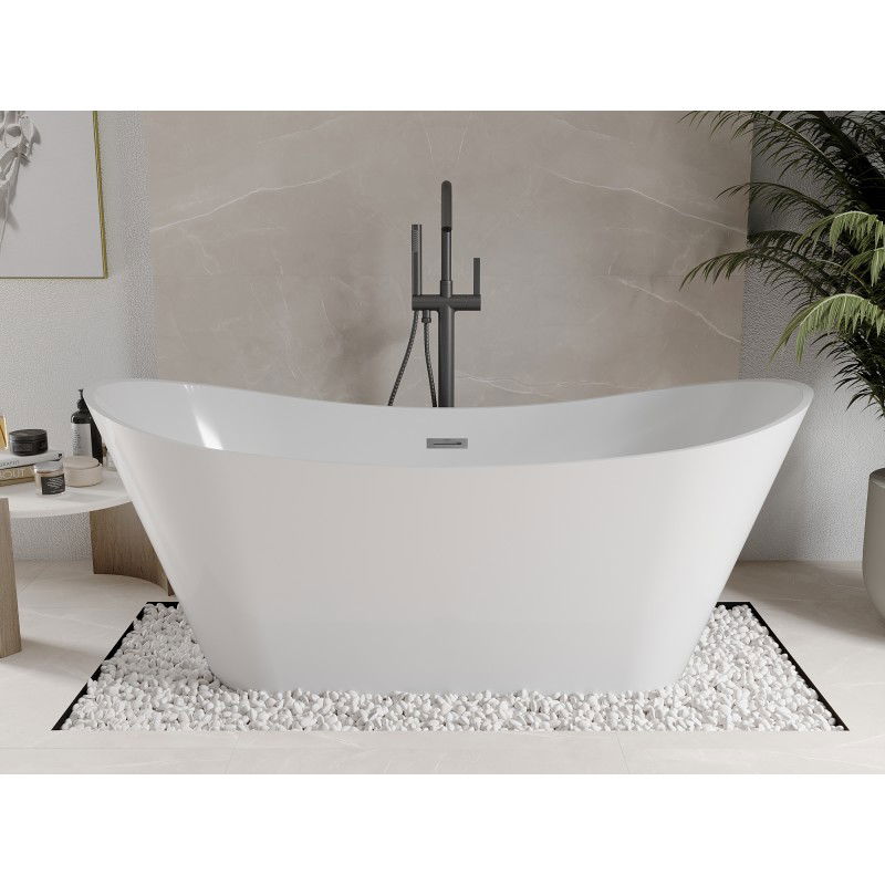 Mexen Celia free-standing bath 170 x 75 cm, white, overflow gun gray brushed - 52331707500-66