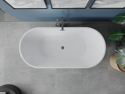 Mexen Luna freestanding bathtub 67 x 31 in, white, brushed gun gray overflow - 52031708000-66