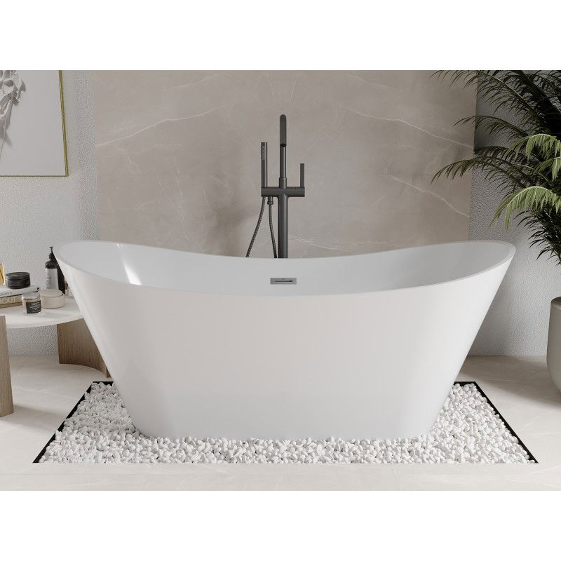 Mexen Celia freestanding bath 170 x 75 cm, white, gun metal overflow - 52331707500-95