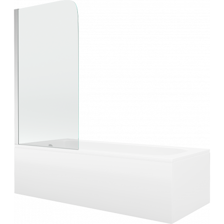 Mexen Vega rectangular bathtub 180 x 80 cm with panels and a 1-wing screen 75 cm, Transparent, Chrome - 550118080X9007510100