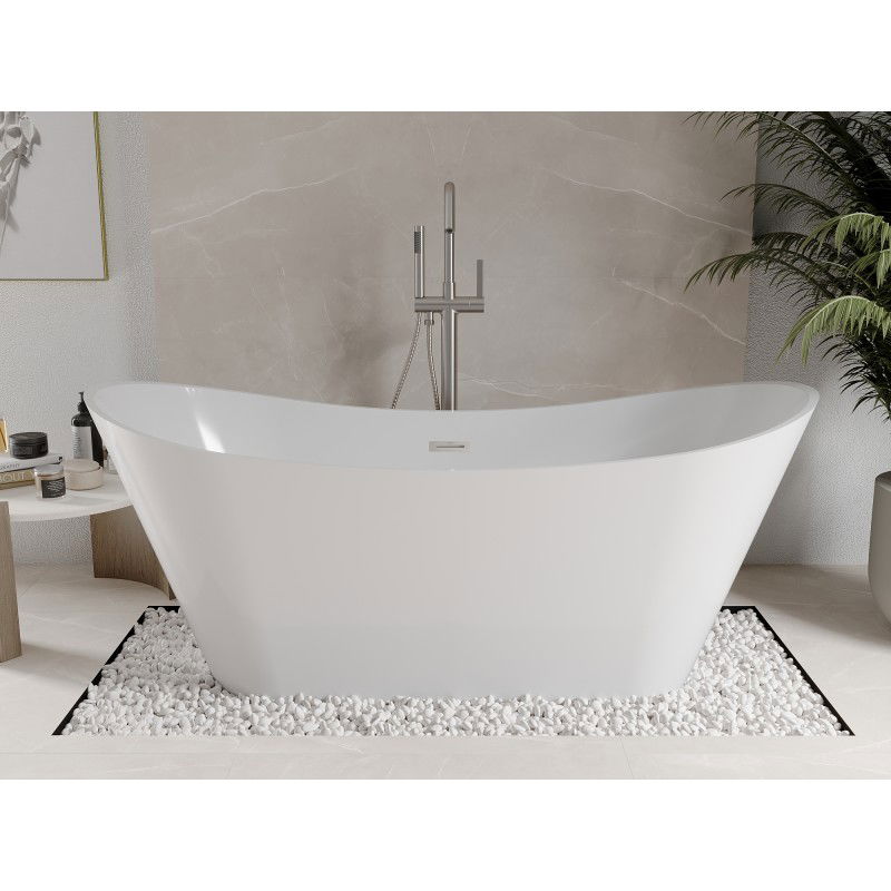 Mexen Celia 170 x 75 cm Freestanding Bathtub, White, Brushed Nickel Overflow - 52331707500-97