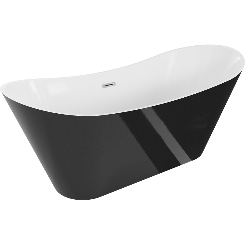 Mexen Celia freestanding bathtub 170 x 75 cm, white/black, chrome overflow - 52331707575-01