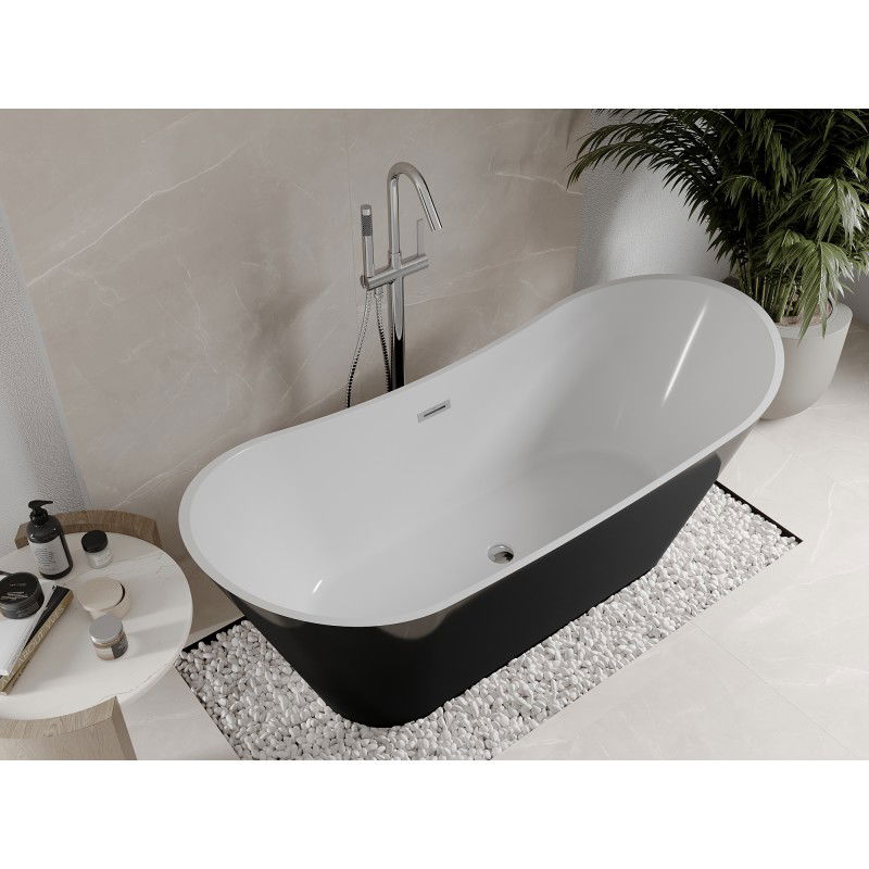 Mexen Celia freestanding bath 170 x 75 cm, white/black, chrome overflow - 52331707575-01