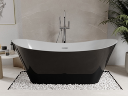 Mexen Celia freestanding bath 170 x 75 cm, white/black, chrome overflow - 52331707575-01