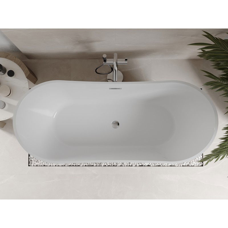 Mexen Celia freestanding bath 170 x 75 cm, white/black, chrome overflow - 52331707575-01