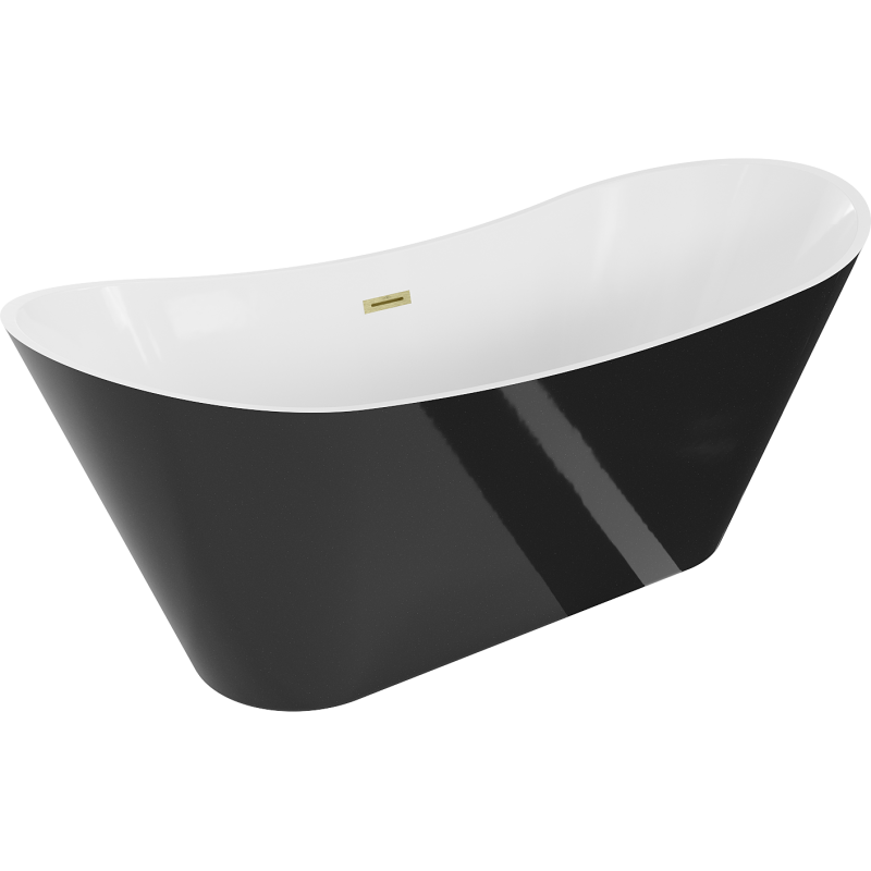Mexen Celia freestanding bathtub 170 x 75 cm, white/black, overflow brushed gold - 52331707575-55