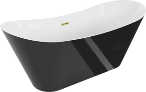Mexen Celia freestanding bathtub 170 x 75 cm, white/black, overflow brushed gold - 52331707575-55
