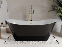 Mexen Celia freestanding bathtub 170 x 75 cm, white/black, overflow brushed gold - 52331707575-55