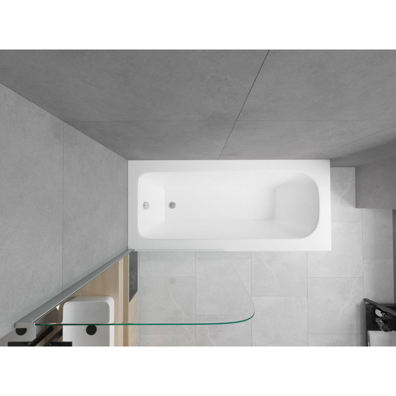 Mexen Vega rectangular bathtub 180 x 80 cm with enclosure and 80 cm 1-wing screen, transparent, chrome - 550118080X9008010100