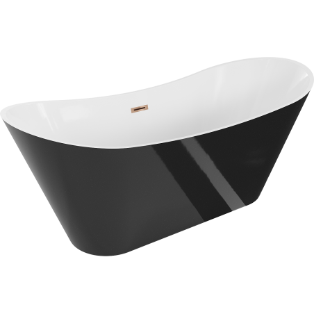 Mexen Celia freestanding bath 170 x 75 cm, white/black, overflow rose gold - 52331707575-60