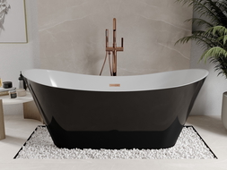 Mexen Celia freestanding bath 170 x 75 cm, white/black, overflow rose gold - 52331707575-60