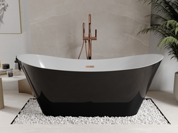 Mexen Celia freestanding bathtub 170 x 75 cm, white/black, rose gold overflow - 52331707575-60