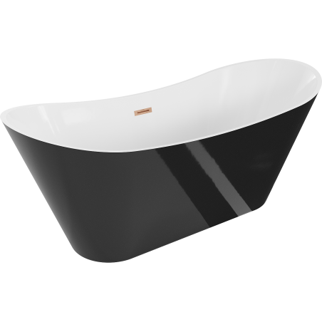 Mexen Celia freestanding bath 170 x 75 cm, white/black, brushed copper overflow - 52331707575-65