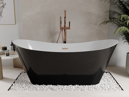 Mexen Celia freestanding bathtub 170 x 75 cm, white/black, brushed copper overflow - 52331707575-65