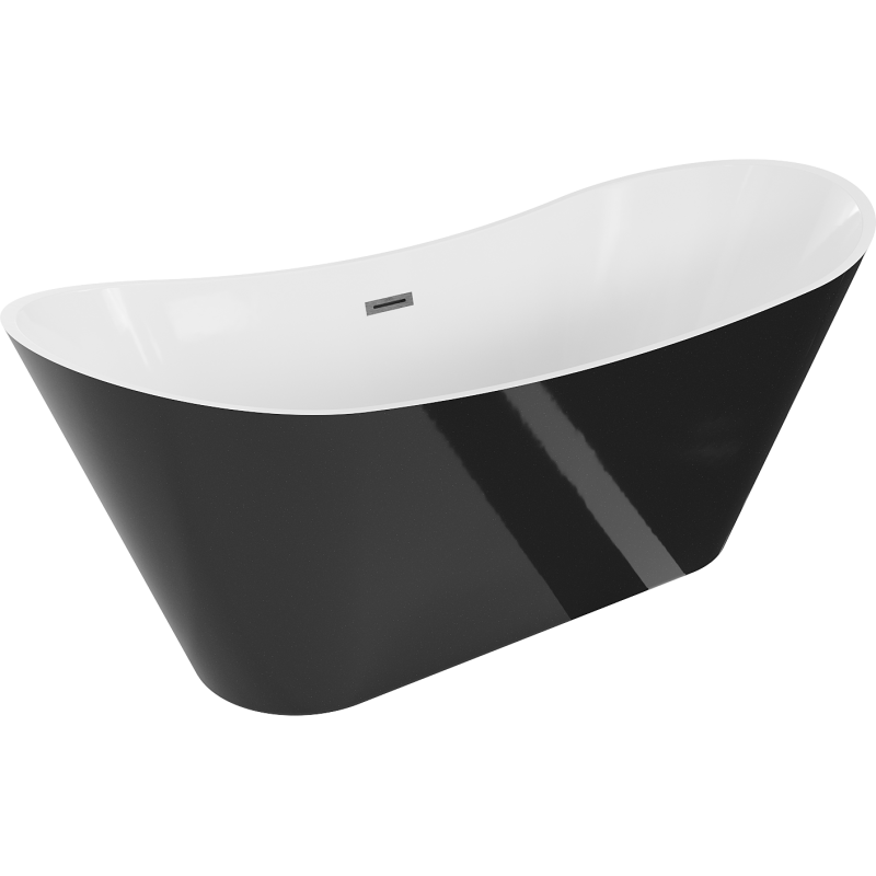 Mexen Celia freestanding bathtub 170 x 75 cm, white/black, brushed gun gray drain - 52331707575-66