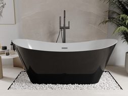Mexen Celia freestanding bath 170 x 75 cm, white/black, overflow gun gray brushed - 52331707575-66
