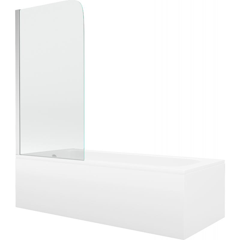 Mexen Vega rectangular bathtub 180 x 80 cm with panels and a 1-wing screen 80 cm, Transparent, Chrome - 550118080X9008010100