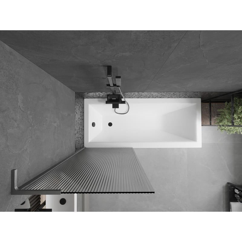 Mexen Next L Bathtub Screen 1-Leaf 70 x 150 cm, Stripes, Brushed Gun Gray - 895-070-000-03-09-66