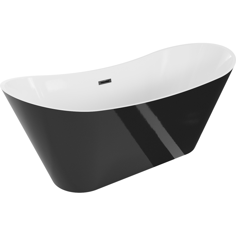 Mexen Celia freestanding bath 170 x 75 cm, white/black, black overflow - 52331707575-70