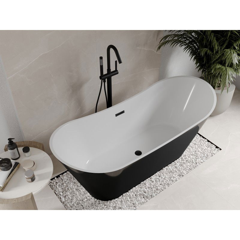 Mexen Celia freestanding bath 170 x 75 cm, white/black, black overflow - 52331707575-70