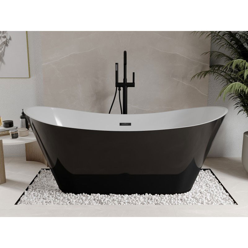 Mexen Celia freestanding bath 170 x 75 cm, white/black, black overflow - 52331707575-70