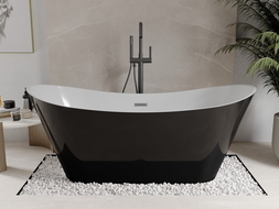 Mexen Celia freestanding bath 170 x 75 cm, white/black, gun metal overflow - 52331707575-95