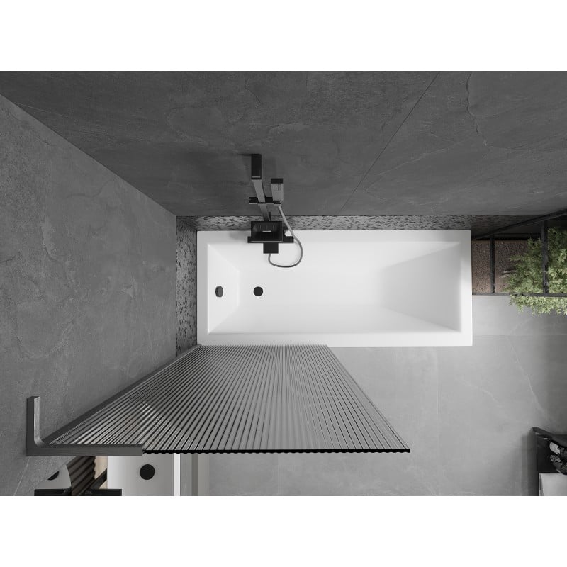 Mexen Next L bath screen 1-wing 80 x 150 cm, stripes, brushed gun gray - 895-080-000-03-09-66