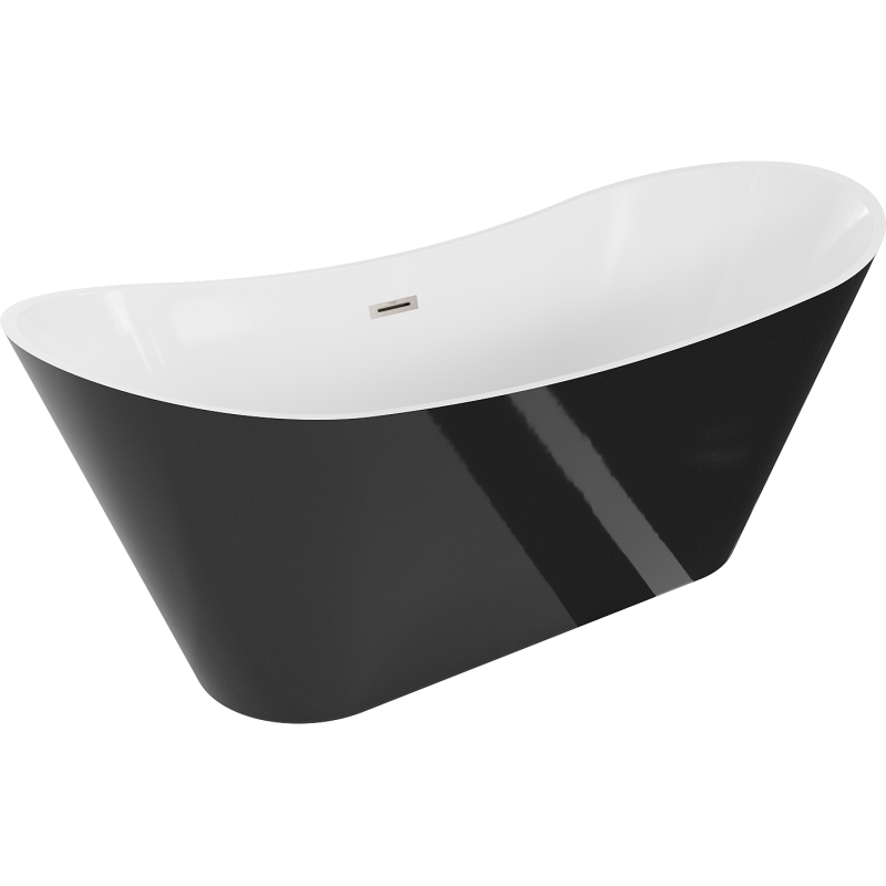 Mexen Celia freestanding bathtub 67 x 29.5 inches, white/black, brushed nickel overflow - 52331707575-97