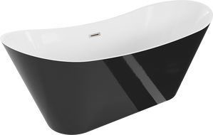 Mexen Celia freestanding bathtub 67 x 29.5 inches, white/black, brushed nickel overflow - 52331707575-97