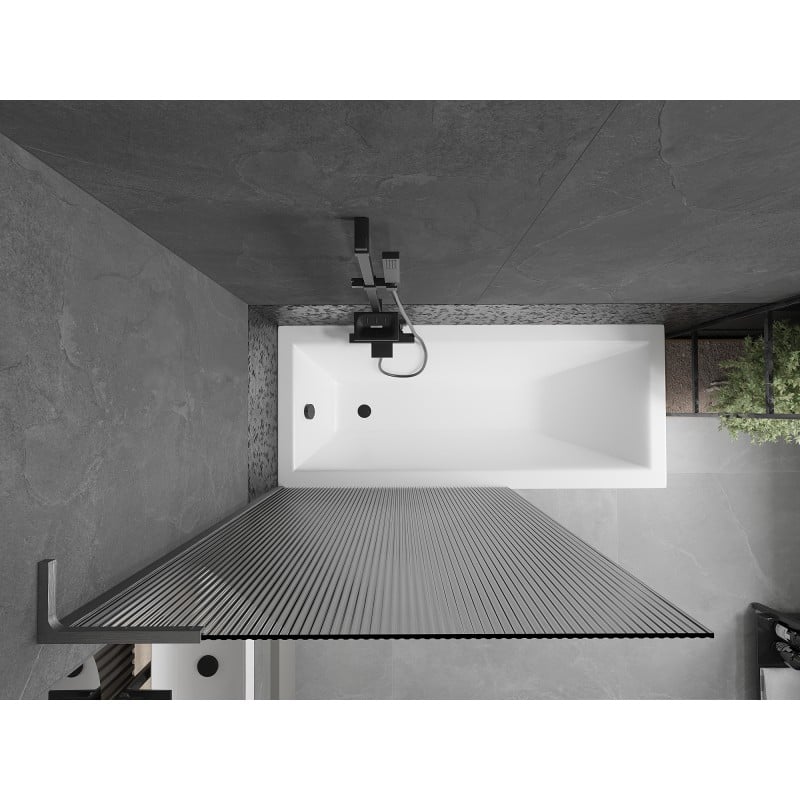 Mexen Next L bath screen 1-wing 100 x 150 cm, stripes, gun gray brushed - 895-100-000-03-09-66