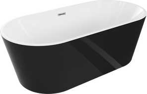 Mexen Luna freestanding bathtub 150 x 75 cm, white/black, chrome overflow - 52031507575-01