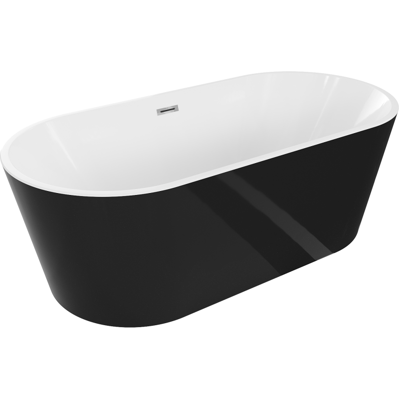 Mexen Luna free-standing bathtub 160 x 75 cm, white/black, chrome overflow - 52031607575-01